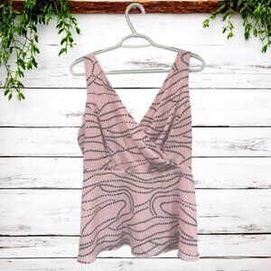 CAbi Women's Sophia Cami Blush Pink Gray Peplum  Wrap Tank Top Sz 6